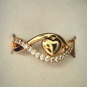 NEW! Pretty Bird Jewelry Gold Heart Infinity Ring with Pavé Crystals